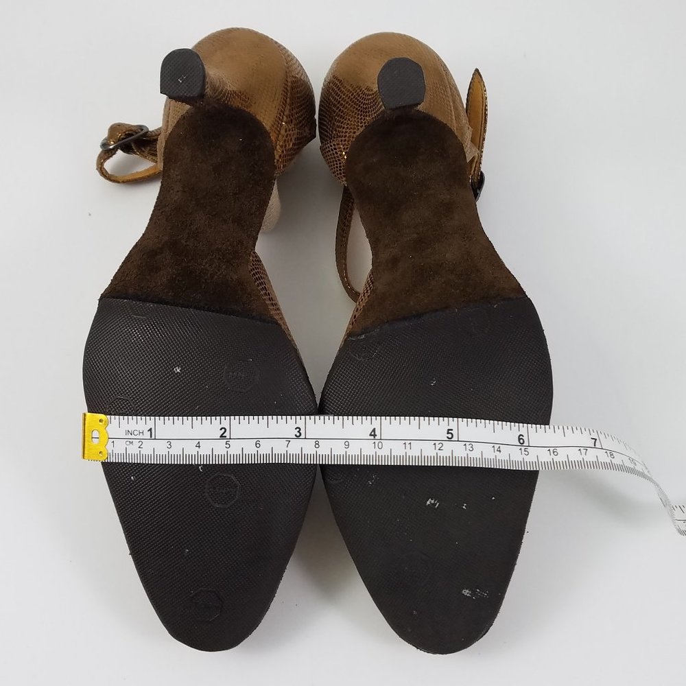 Arika Nerguiz 7.5/8 ankle strap gold leather dance /character shoes rubber soles - Picture 12 of 14